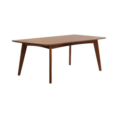 Dark walnut Malone rectangular 78-inch wood dining table by Start2Finish, showcasing a sleek, modern design with sturdy legs.