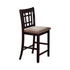 Set of two Lavon wood counter chairs by Start2Finish with tan and espresso finishes, featuring wooden legs and cushioned seats.