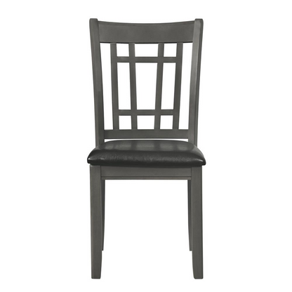 Set of two Lavon Wood Dining Side Chairs by Start2Finish in medium grey with wooden legs, modern design for dining rooms.
