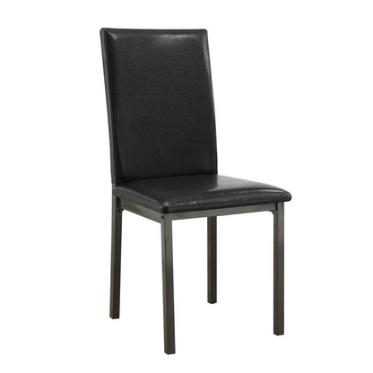 Pair of black upholstered Garza dining side chairs by Start2Finish, featuring padded seats and sleek design for modern dining rooms.
