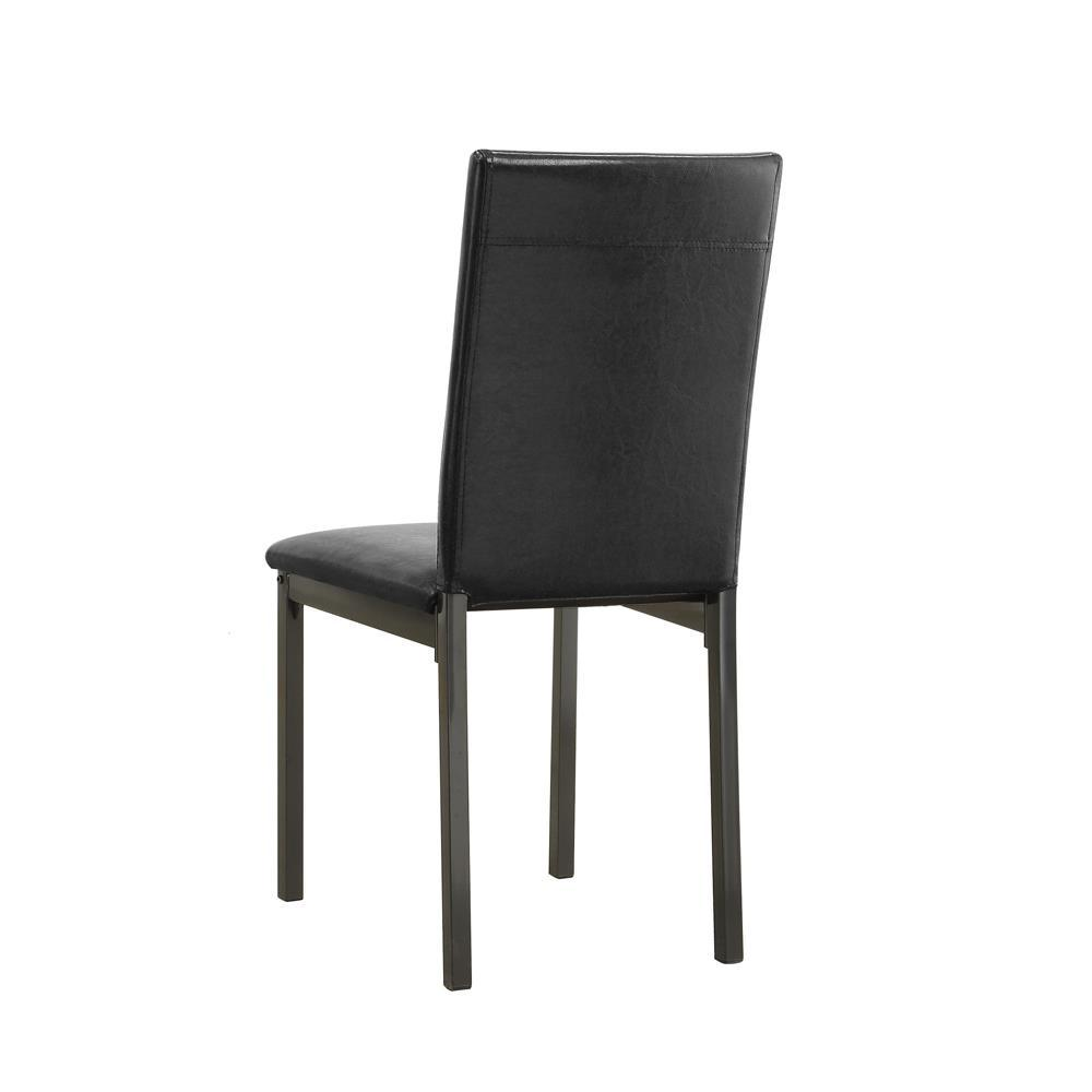 Set of two black Garza upholstered dining side chairs by Start2Finish with cushioned seats and sleek modern design.