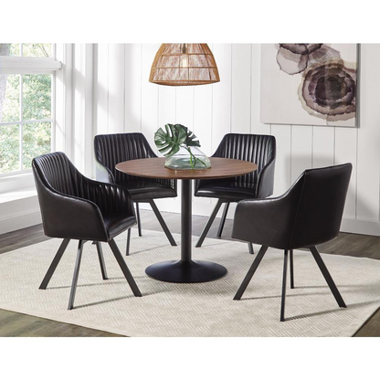 Start2Finish Arika black leatherette swivel dining arm chair with upholstered seat and back, featuring a modern design and sturdy base.