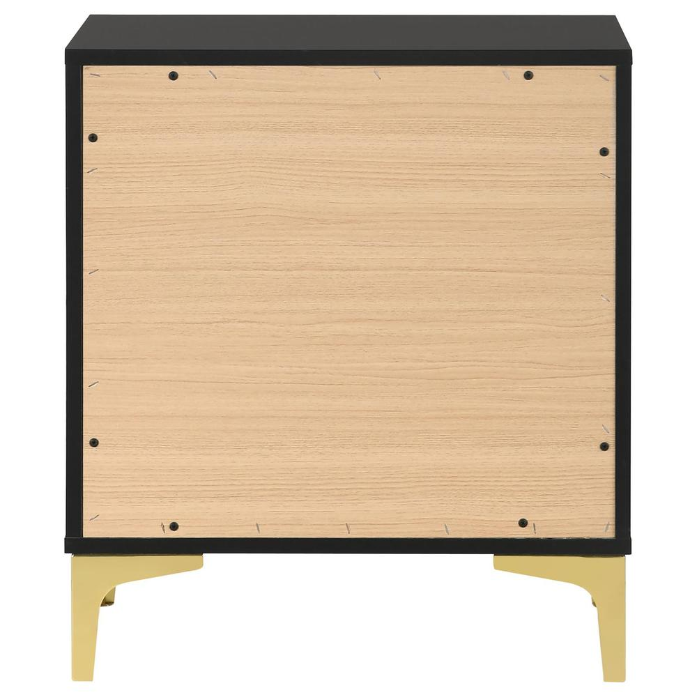 Black Kendall 2-drawer nightstand by Start2Finish with sleek design and modern handles, ideal for bedroom storage.