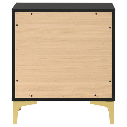 Black Kendall 2-drawer nightstand by Start2Finish with sleek design and modern handles, ideal for bedroom storage.