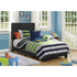 Black Dorian upholstered twin panel bed by Start2Finish with padded headboard and sleek design, shown in a modern bedroom setting.