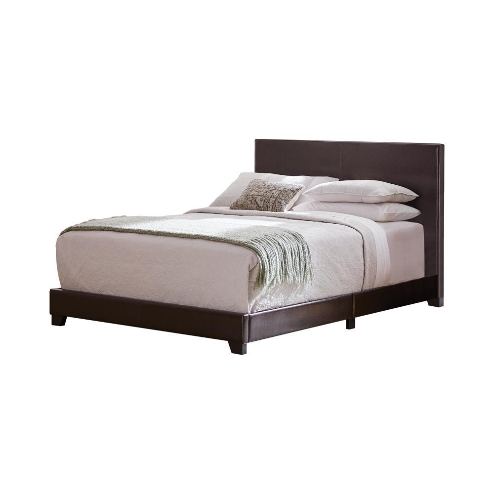 Start2Finish Dorian upholstered full panel bed in brown with padded headboard and clean-lined frame for a modern bedroom look.