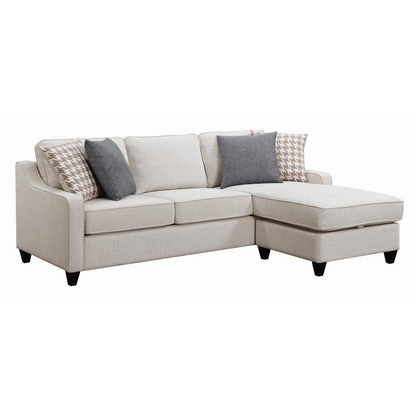 Start2Finish Mcloughlin upholstered sloped arm sectional sofa in platinum fabric, showcasing plush cushions and modern design.