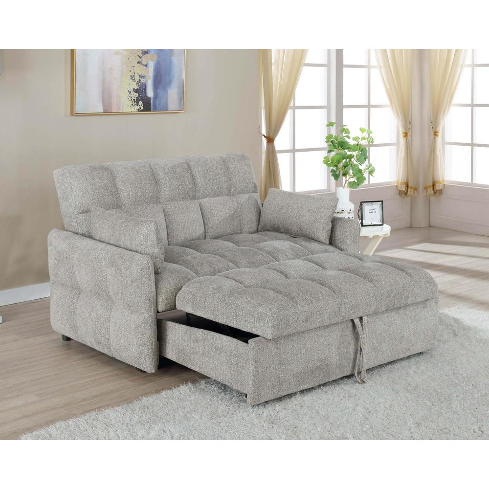 Light grey Cotswold upholstered convertible sleeper sofa bed by Start2Finish, showing its plush fabric and sofa-to-bed design.