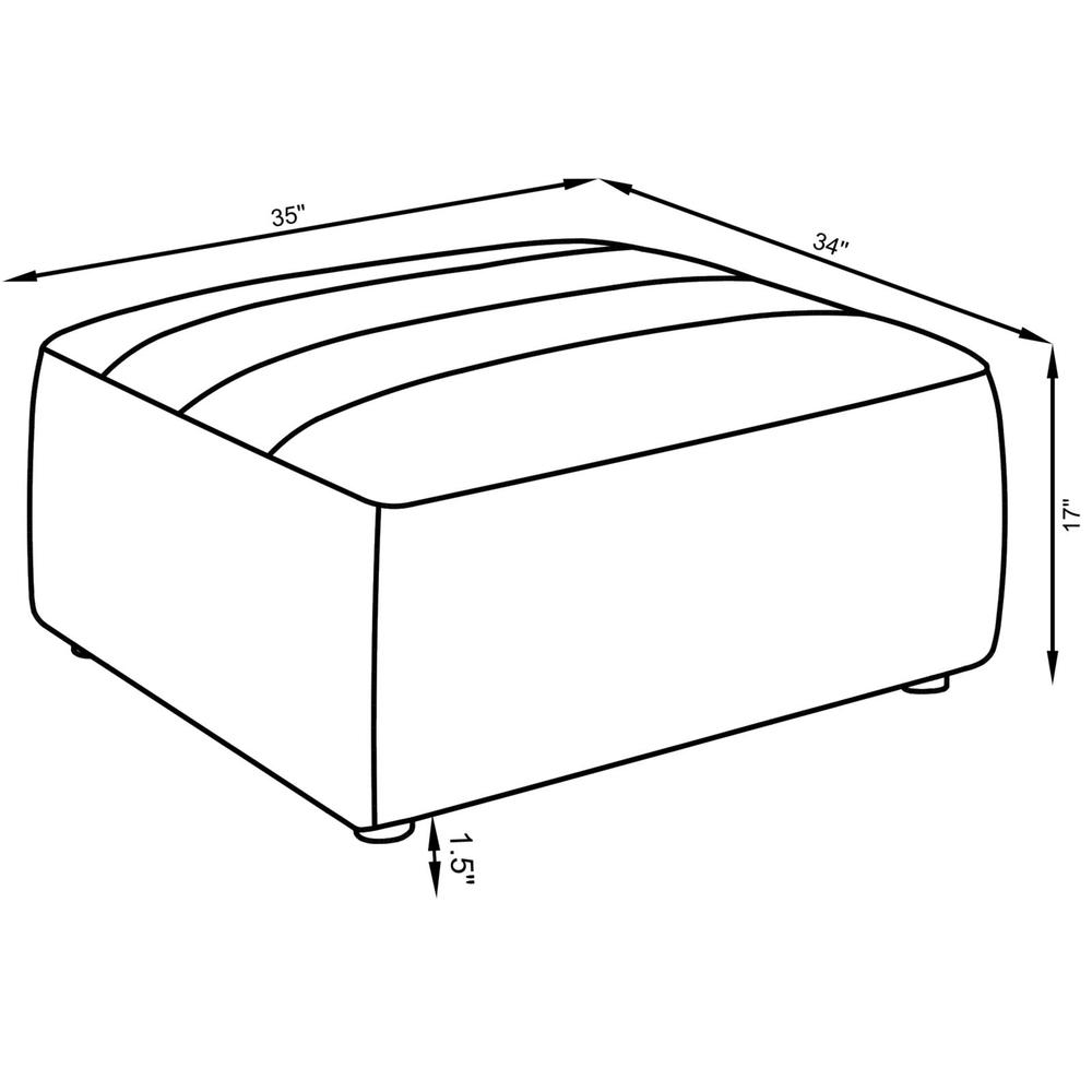 Sunny Square upholstered ottoman in natural fabric, modern furniture piece with cushioned top and wooden legs by Start2Finish.