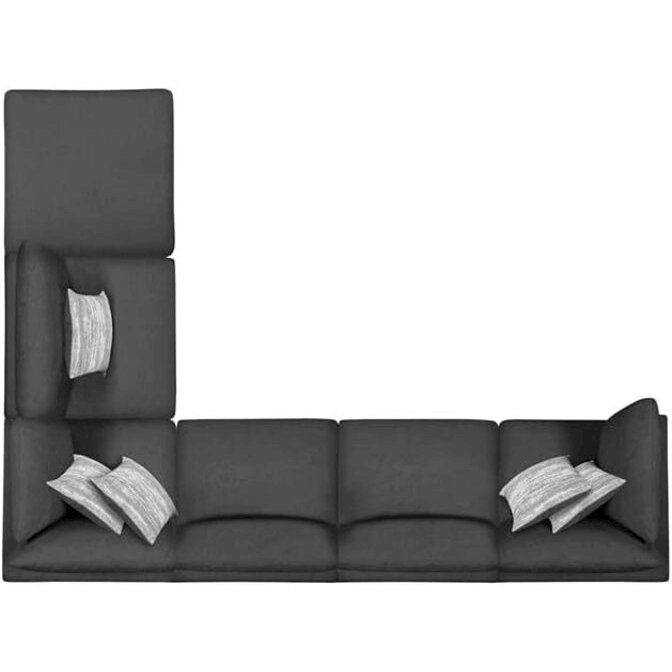 Charcoal upholstered Serene 6-piece modular sectional sofa by Start2Finish, showing plush cushions and modern furniture design.