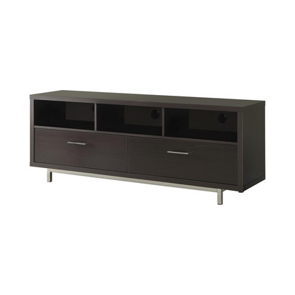 Start2Finish Casey 2-drawer engineered wood TV stand in cappuccino with sleek design and ample storage space.