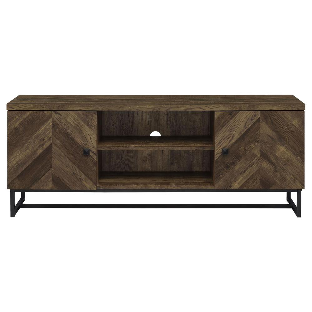 Rustic oak Myles 2-door engineered wood TV stand by Start2Finish with a 60-inch wide, modern furniture design.