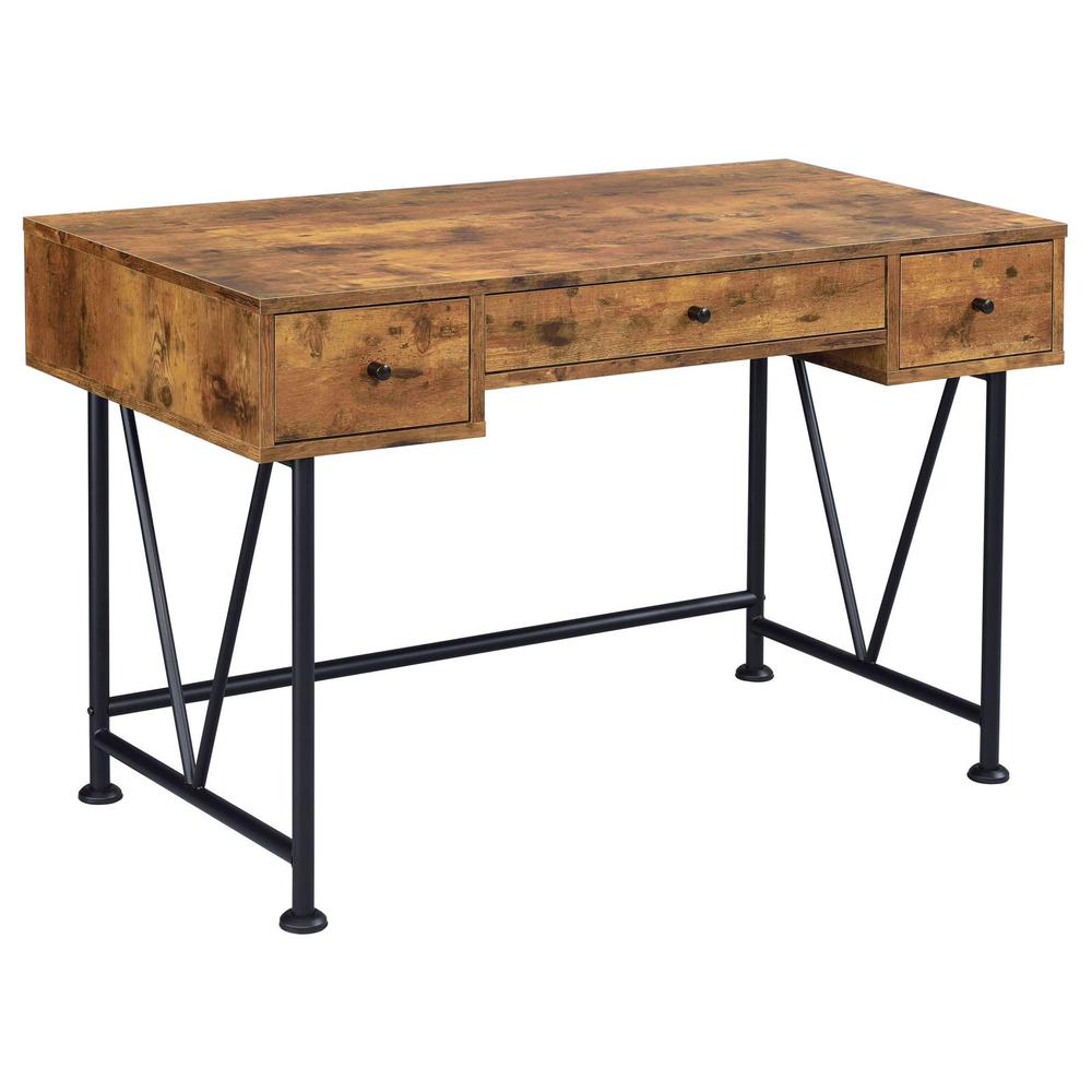 Rustic Nutmeg Analiese 2-piece computer desk and bookcase set by Start2Finish, featuring wood finish and modern design.