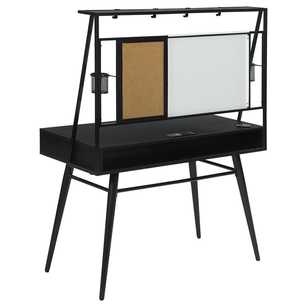 Start2Finish Jessie 47-inch black writing desk with built-in whiteboard and USB port for convenient workspace.
