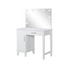 Start2Finish Elijah vanity set with white and dark grey finish, includes lighting and matching stool, ideal for bedroom use.