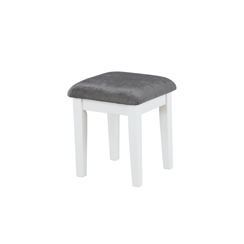 Start2Finish Elijah vanity set with white and dark grey finish, featuring built-in lighting and a matching stool.