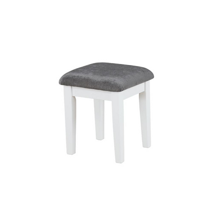 Start2Finish Elijah vanity set with white and dark grey finish, featuring built-in lighting and a matching stool.