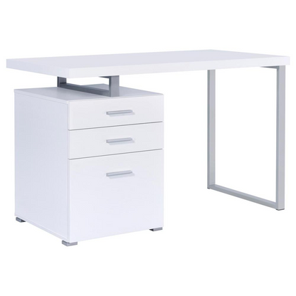 Start2Finish Brennan 47-inch white office computer desk with three drawers, sturdy workspace for home or office use.