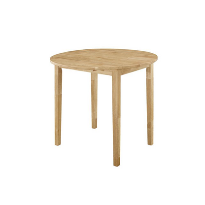 Start2Finish Bucknell 3-piece round drop leaf dining table set in natural wood, with two matching chairs and a sturdy table.