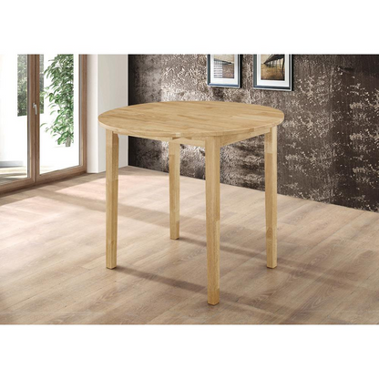 Bucknell 3-piece round drop leaf dining table set in natural finish by Start2Finish, showing the table with drop leaves and seating arrangement.