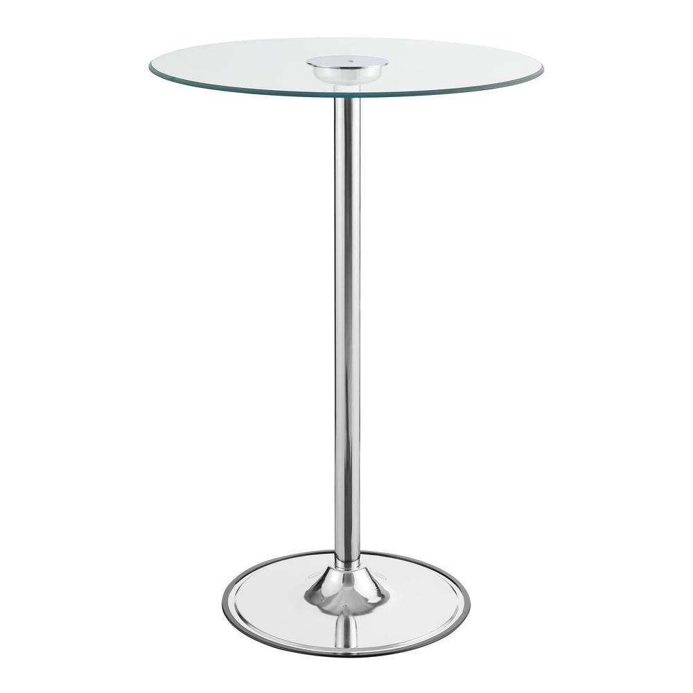 Start2Finish Thea Round 28-inch glass top LED bistro bar table with chrome base, modern furniture for stylish dining or bar area.
