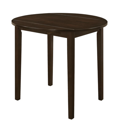 Start2Finish Bucknell 3-piece round drop leaf dining table set in cappuccino with matching chairs and table in a modern furniture design.