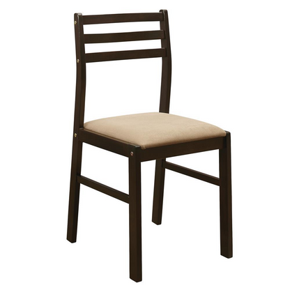 Start2Finish Bucknell 3-piece round drop leaf dining table set in cappuccino, with matching chairs and table legs.
