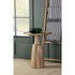 Round solid mango wood accent side table with natural finish, featuring a smooth surface and sturdy design from Start2Finish furniture.