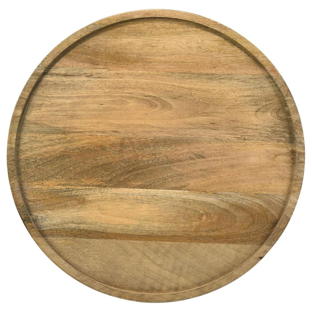 Round solid mango wood accent side table from Start2Finish featuring natural wood finish and minimalist design.