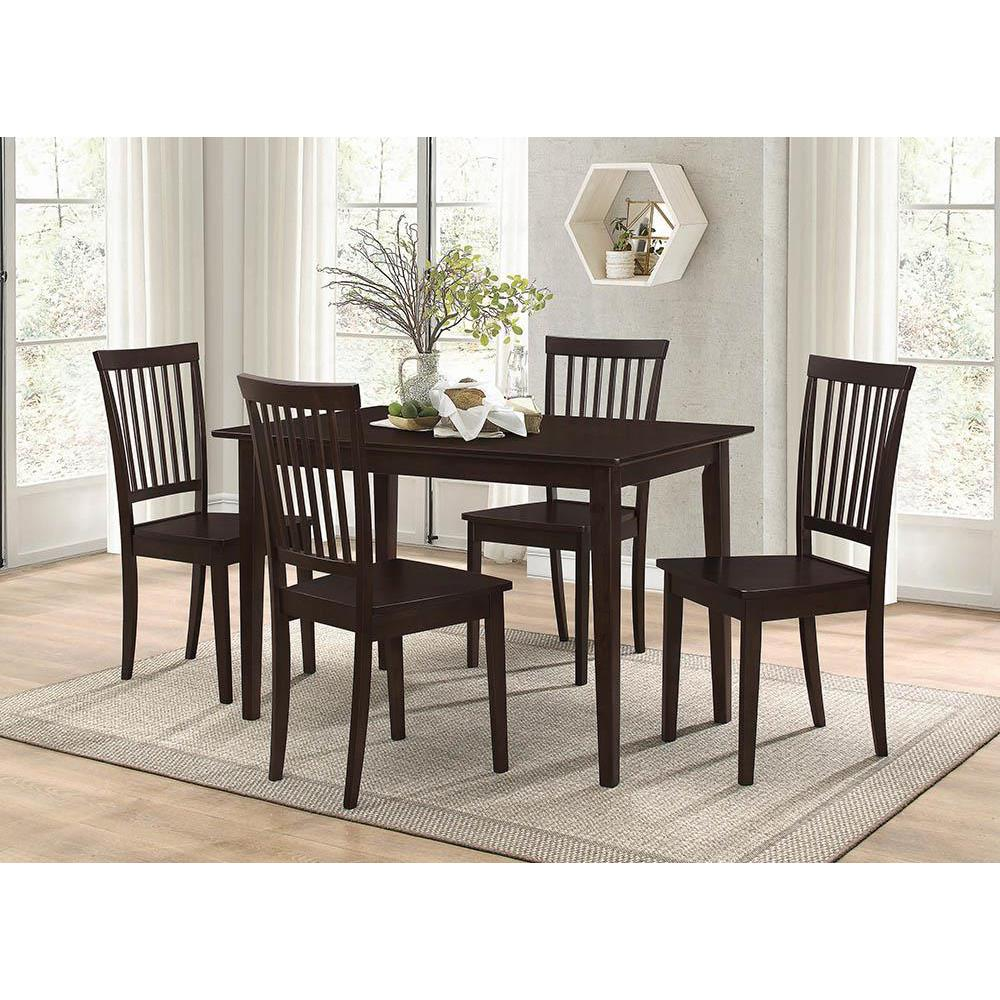 Start2Finish Gomez 5-piece rectangular dining table set in cappuccino with matching chairs, modern wood finish for dining room.