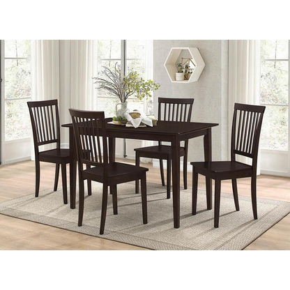 Start2Finish Gomez 5-piece rectangular dining table set in cappuccino with matching chairs, modern wood finish for dining room.