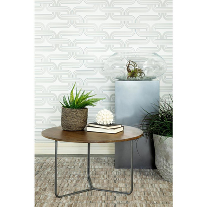 Yaritza round coffee table with natural mango wood top and gunmetal metal legs, modern style by Start2Finish.