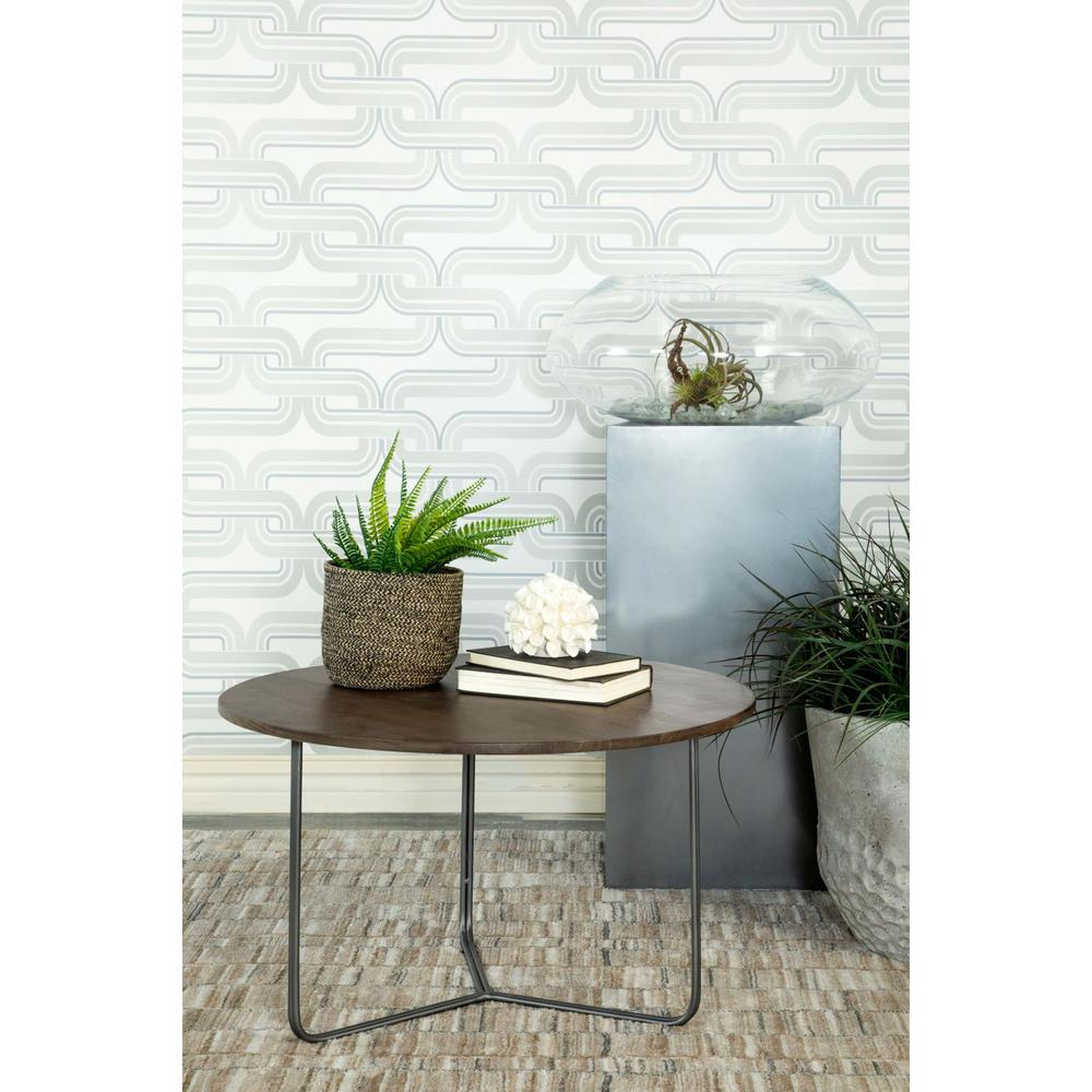 Yaritza round coffee table with mango wood top and gunmetal legs, natural finish, modern design, Start2Finish.