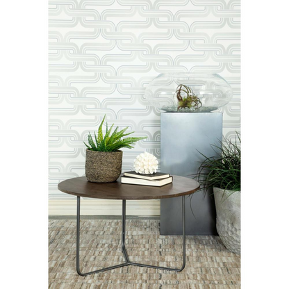 Yaritza round coffee table with mango wood top and gunmetal legs, natural finish, modern design, Start2Finish.