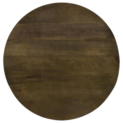 Yaritza round coffee table with natural mango wood top and gunmetal metal legs, modern living room furniture by Start2Finish