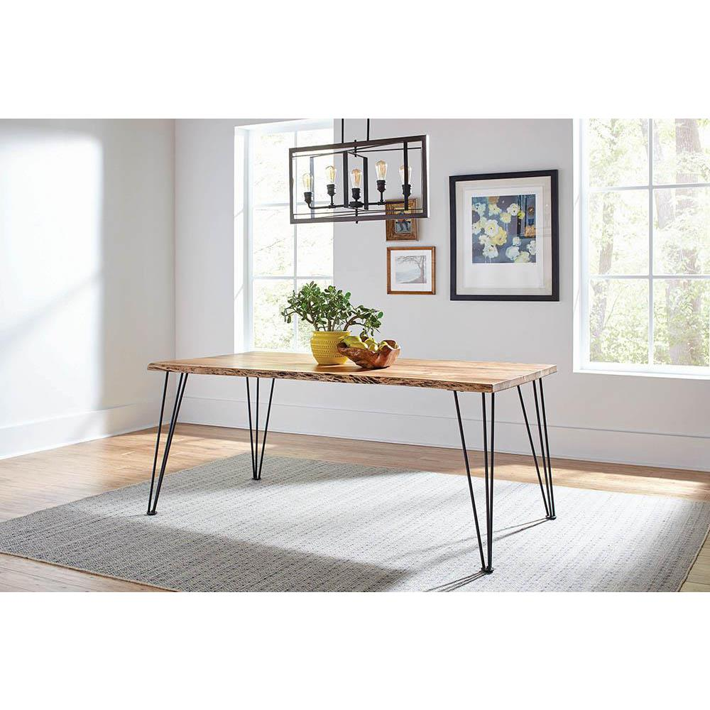Sherman 71-inch natural acacia live edge dining table by Start2Finish, showcasing its wood grain and rustic design.