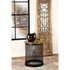 Start2Finish Aurora round drum-shaped side table with natural wood top and black metal base for modern living room decor.