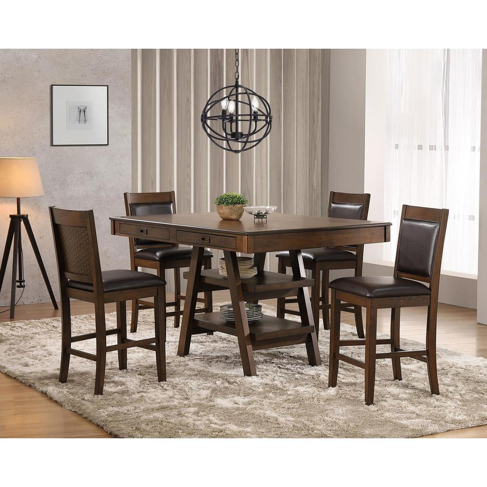 Dewey 5-piece rectangular dining table set in walnut wood with matching chairs, stylish and sturdy for modern dining rooms.