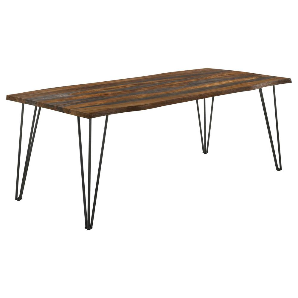 Neve 80-inch gray Sheesham live edge dining table by Start2Finish, showcasing natural wood grain and smooth live edge design.