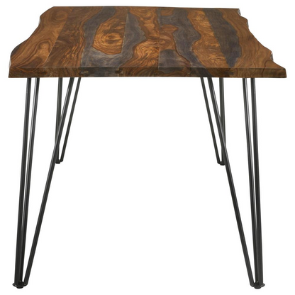 Neve 80-inch live edge dining table by Start2Finish with grey sheesham wood showcasing natural wood grain and modern design.