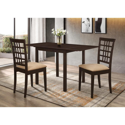 Start2Finish Kelso 3-piece drop leaf dining table set in cappuccino and tan with wood finish and sturdy legs.