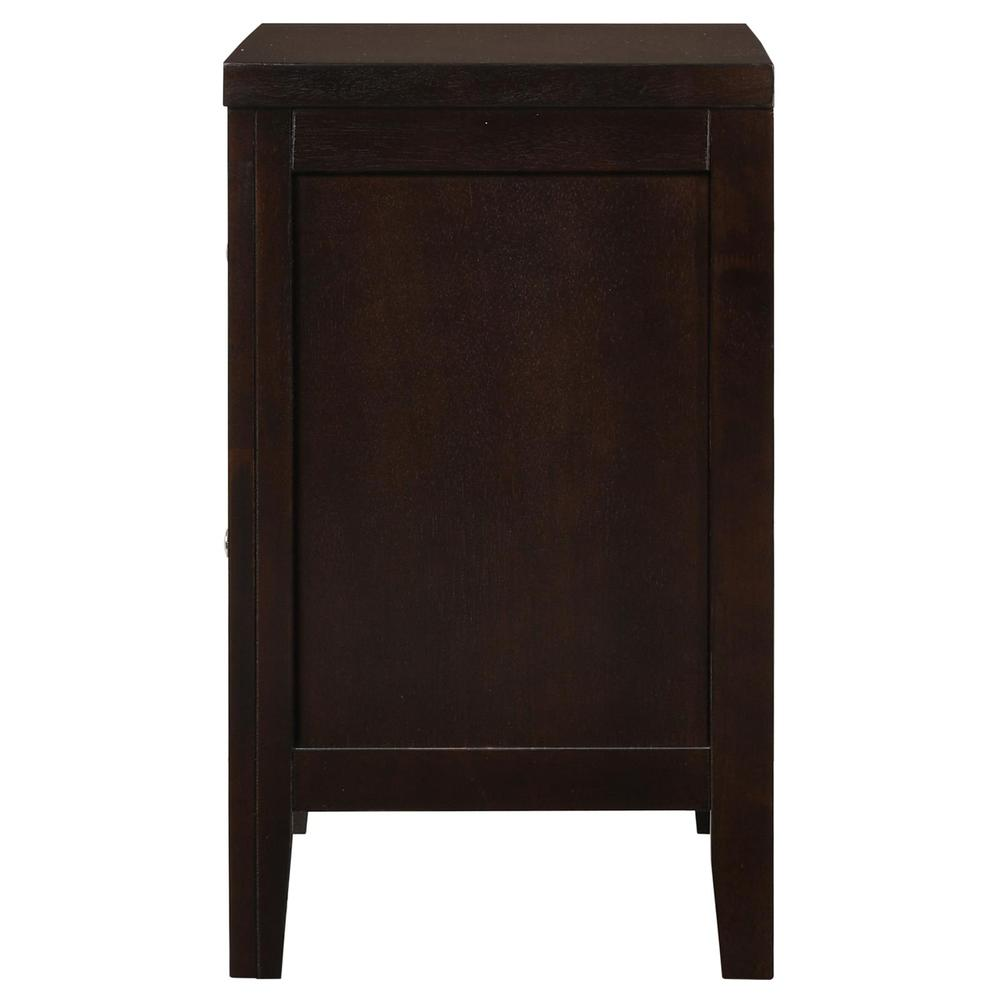 Carlton 2-drawer nightstand in cappuccino finish, Start2Finish furniture with sleek design and ample storage.