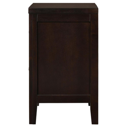 Carlton 2-drawer nightstand in cappuccino finish, Start2Finish furniture with sleek design and ample storage.