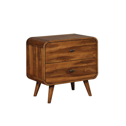 Dark walnut Robyn 2-drawer nightstand by Start2Finish, featuring a sleek modern furniture design with two spacious drawers.