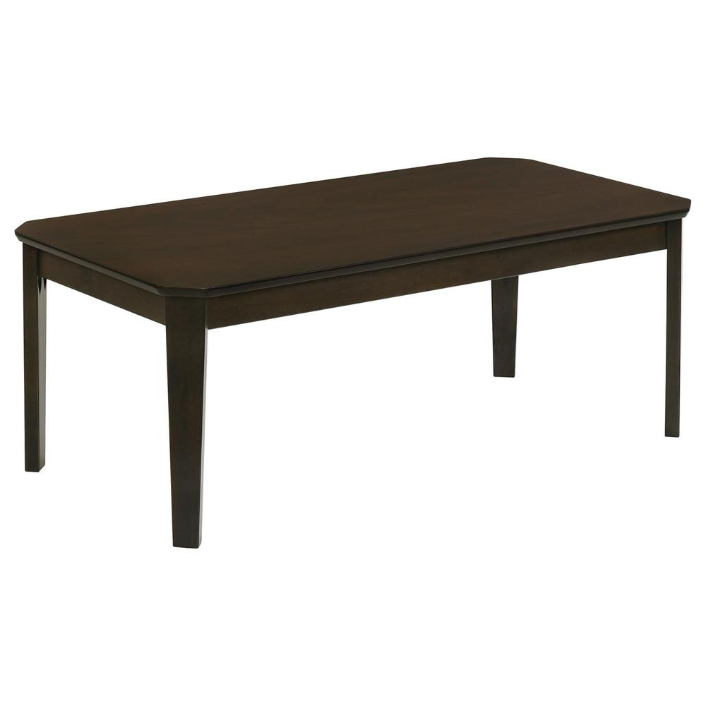 Start2Finish Amaro 3-piece dark brown coffee and end table set with sleek wooden surfaces and modern design.