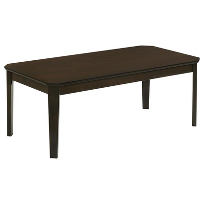 Start2Finish Amaro 3-piece dark brown coffee and end table set with sleek wooden surfaces and modern design.