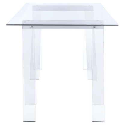 Start2Finish Amaturo 59-inch glass top acrylic writing desk, clear modern furniture with sleek transparent surface and sturdy design.