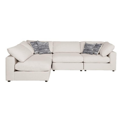 Beige Serene 4-piece upholstered modular sectional sofa by Start2Finish showing plush cushions and modern design.