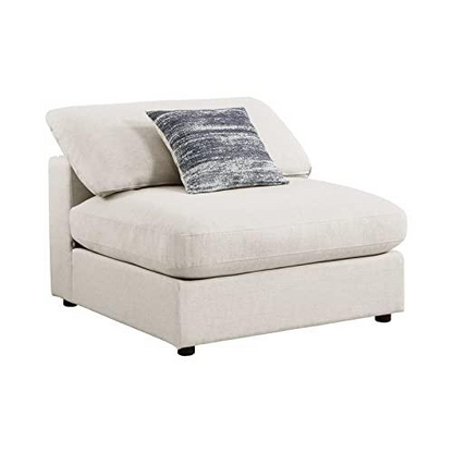 Beige Serene 4-piece upholstered modular sectional sofa by Start2Finish with plush cushions and modern design, shown in a living room setting.