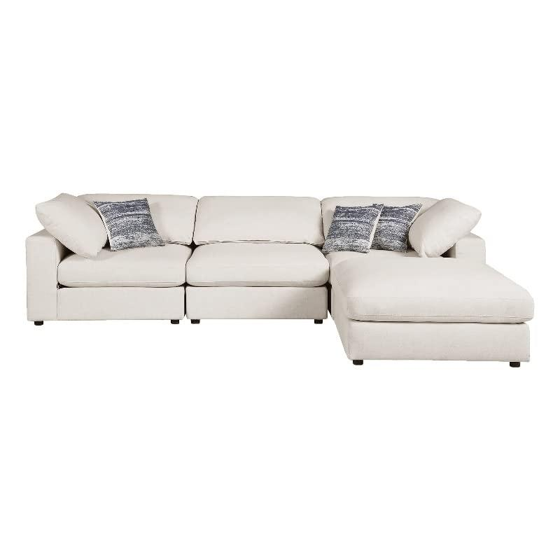 Beige Serene 4-piece upholstered modular sectional sofa by Start2Finish, showing plush cushions and modern furniture design.
